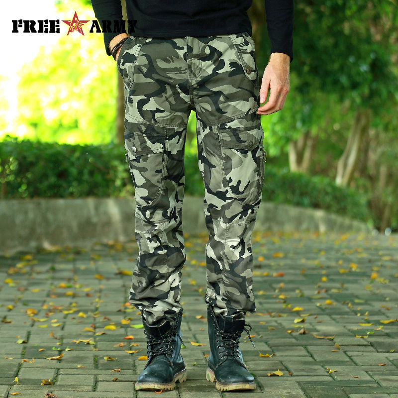 Gray Army Camo Cargo Pants Military Style Camouflage Pants Streetwear ...